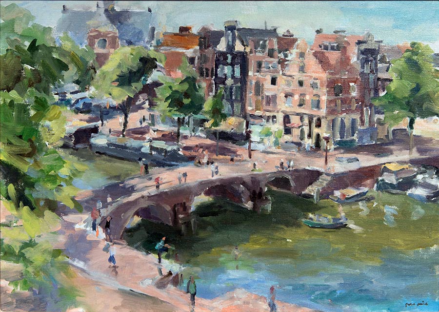 Prinsengracht & Noorderkerk, Amsterdam, olieverf/linnen, 50 x 70 cm., 2017