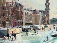 IJspret op de Prinsengracht, olieverf/linnen, 50 x 60 cm., 2016