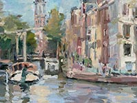 Groenburgwal & Zuiderkerk, olieverf/linnen, 50 x 60 cm., 2016