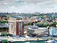 Havengebouw aan het IJ, 0il/canvas, 60 x 80 cm., Amsterdam