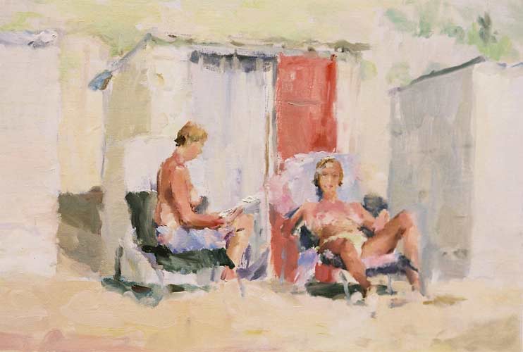 Tête á tête - een olieverfschildery door Peter Smit.