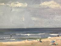 Het stille strand, olieverf op linnen, 24 x 30 cm., 2021